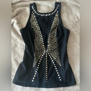Bebe Bodycon Black and Gold studded Embellished Women's Top size XS